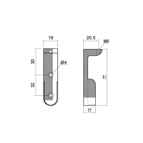 Šoninis kartelės 15x30 EUROPA laikiklis