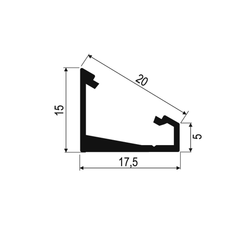 Tiesi jungtis LED profiliams